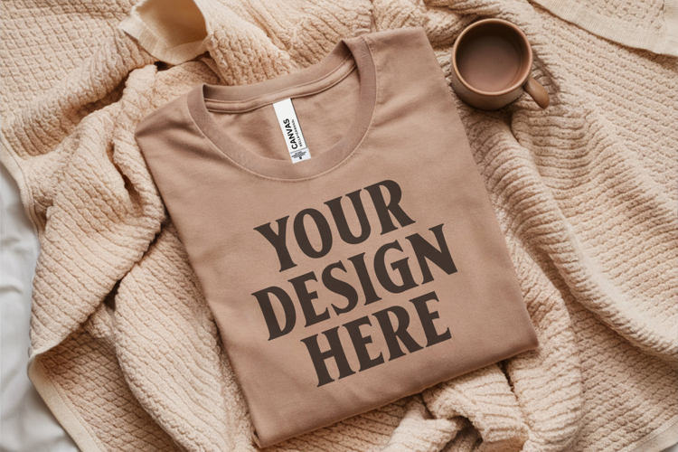 Christmas Bella Canvas 3001 Heather Dust Folded Tshirt Mocku