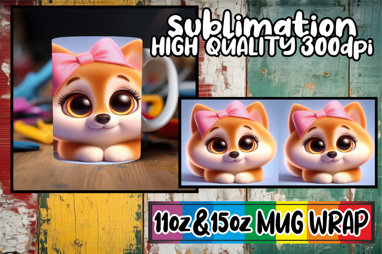 Blissful days 11oz 15oz mug wrap, 3D Dog
