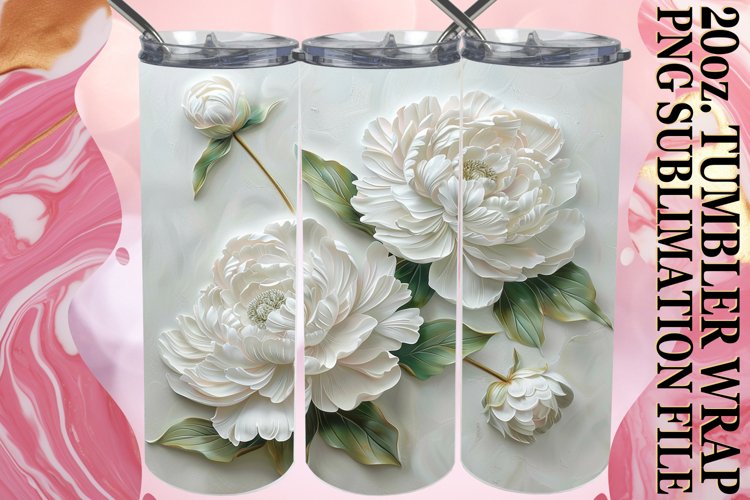 White Petal Radiance: Tumbler Wrap Sublimation example image 1