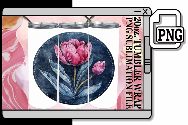 Denim Flower Tumbler Design Spring 20oz