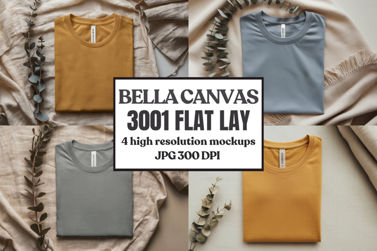Bella Canvas 3001 Flat Lay T-Shirt Mockup