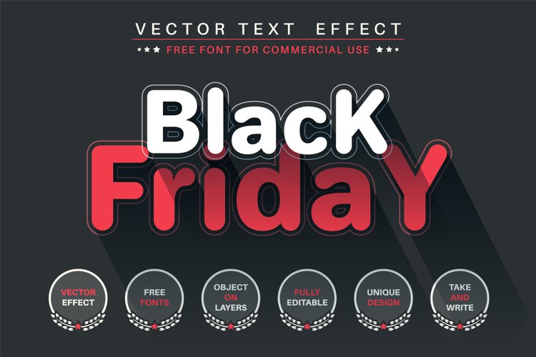 Black Friday - editable text effect, font style example image 1