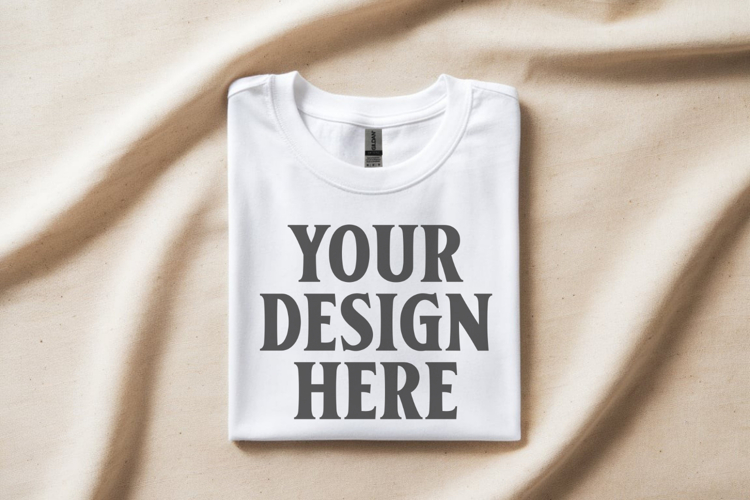 Gildan 64000 White Folded Tshirt Mockup