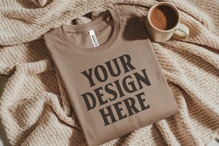 Christmas Bella Canvas 3001 Heather Dust Folded Tshirt Mocku