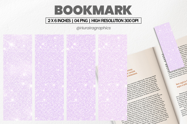 Lavender Glitter Bookmarks PNG, Bookmark Sublimation