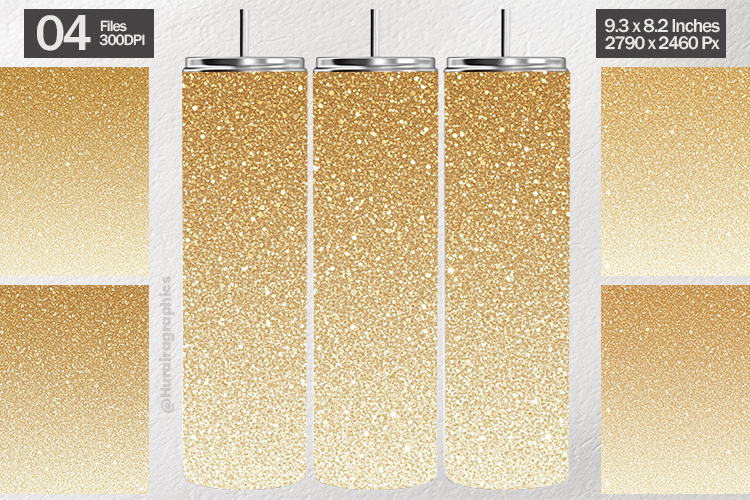 Gold Ombre Glitter Tumbler Wrap| Tumbler Sublimation