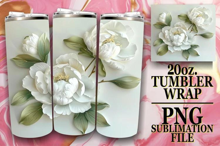 Blossom Elegance: 3D Tumbler Sublimation