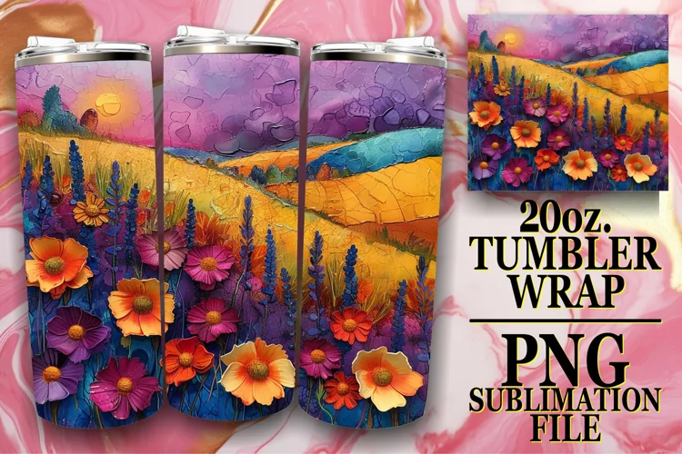 Colorful Meadow of Flowers Tumbler Sublimation Design