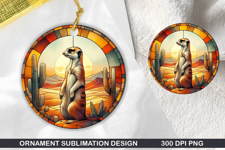 Meerkat Stained Glass Ornament PNG, Digital Download File