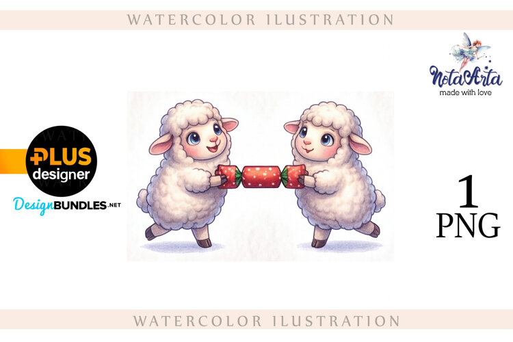 Christmas Sheep in Watercolor Style example image 1