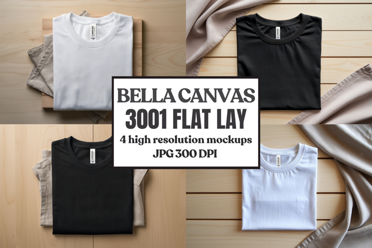 Folded Bella Canvas 3001 Flat Lay T-Shirt mockup