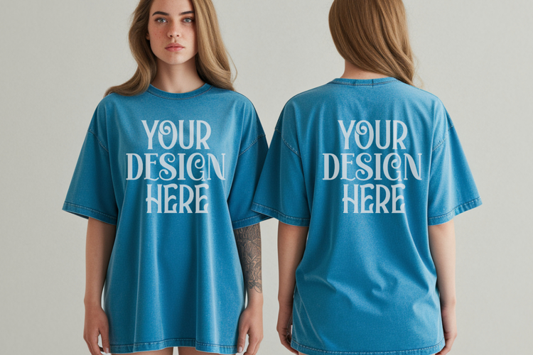 Lagoon Blue Comfort Colors 1717 Front & back T shirt Mockup