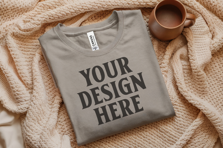 Christmas Bella Canvas 3001 Heather Dust Folded Tshirt Mocku