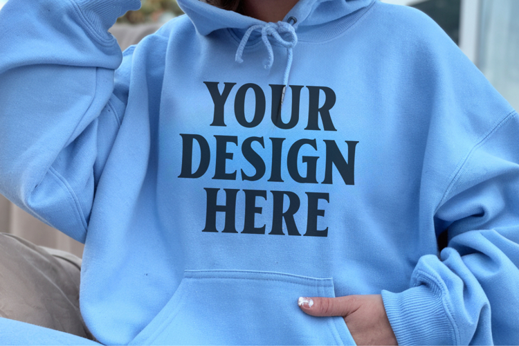 Light Blue Gildan 18500 Hoodie Mockup, G18000 Hoodie Mod