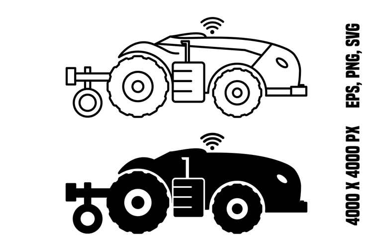 Autonomous Driverless Tractor Icons