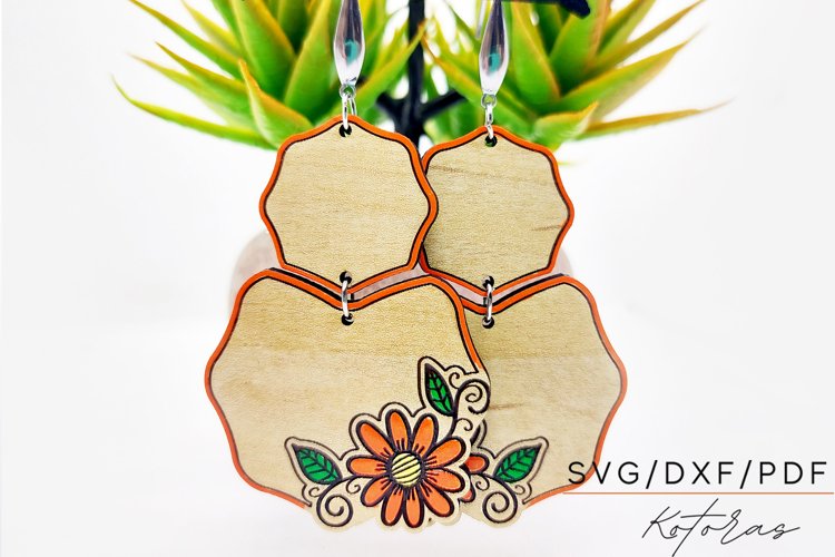 Two part Flower Earrings Digital Download