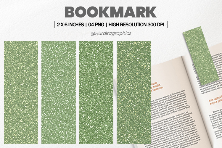 Sage Green Glitter Bookmarks PNG, Bookmark Sublimation