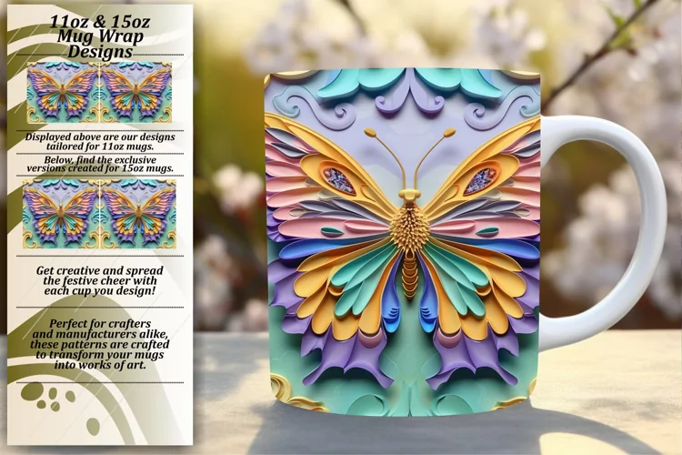 Enchanting 3D Butterfly Spring Mug Wrap