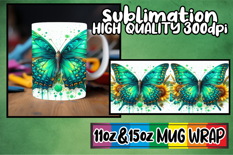Timeless charm sublimation 11oz 15oz mug wrap, Butterfly