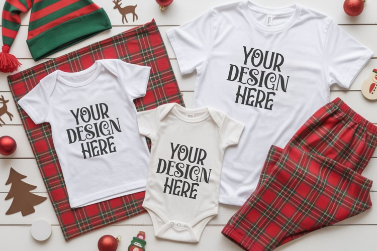 Christmas Family Matching Group T-Shirt Mockups | Holiday Fl