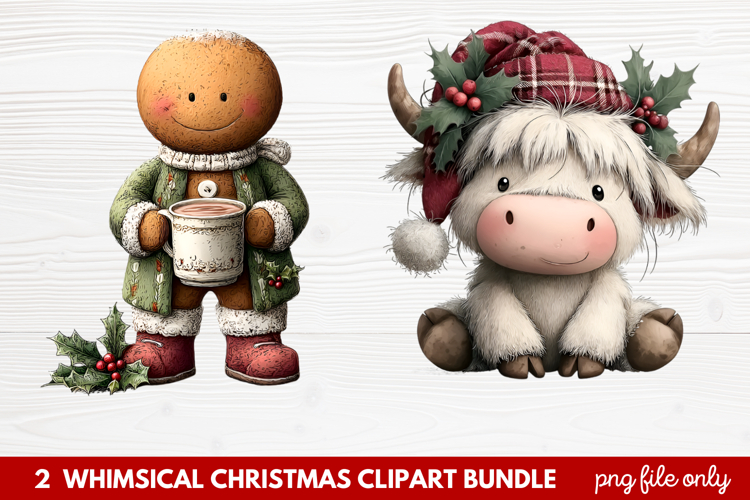 Whimsical Christmas Clipart | Cute Festive Holiday PNG