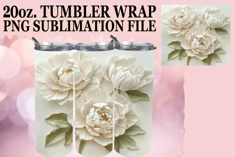 3D Flower Serenity: Sublimation 20oz Tumbler
