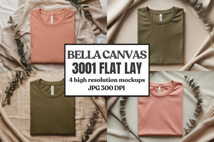 Bella Canvas 3001 Flat Lay T-Shirt Mockup