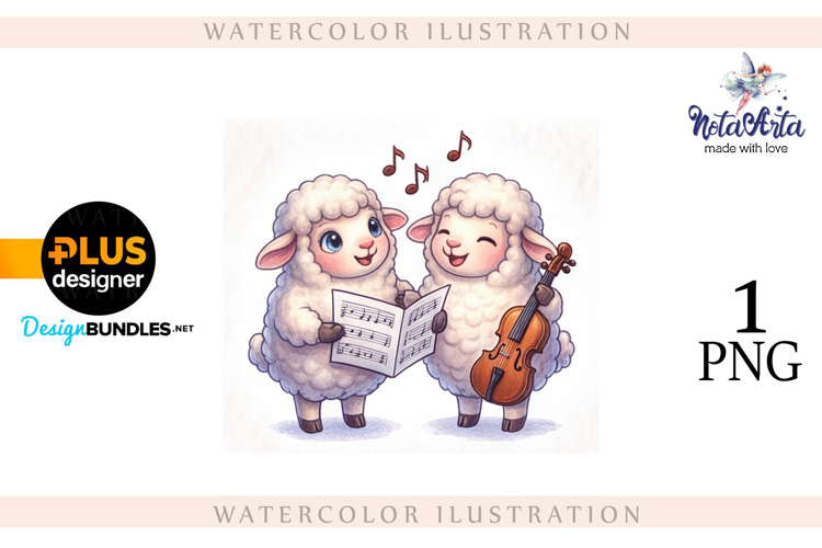 Christmas Sheep in Watercolor Style