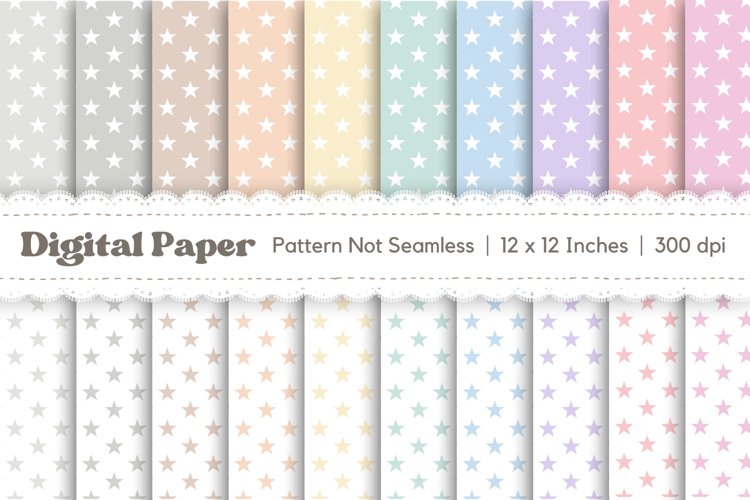 20 Pastel Stars Digital Paper, Pastel Stars Background