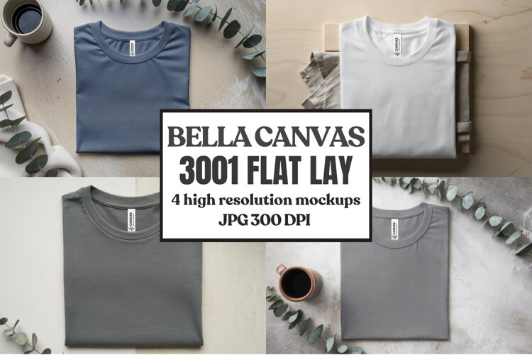 Folded Bella Canvas 3001 Flat Lay T-Shirt mockup example image 1
