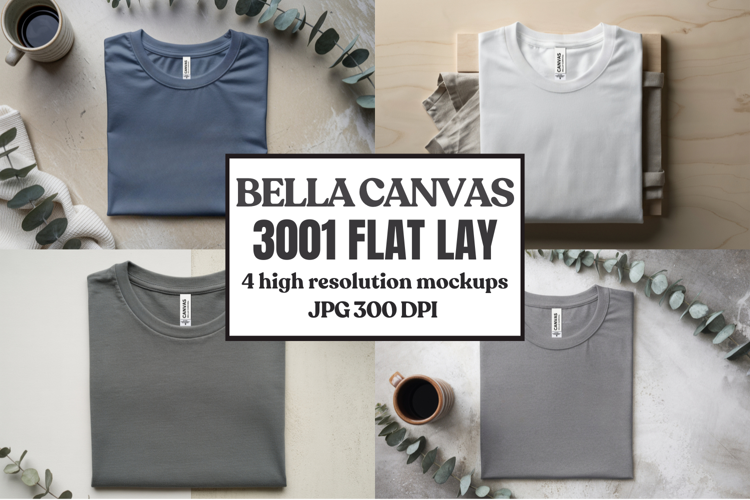 Folded Bella Canvas 3001 Flat Lay T-Shirt mockup