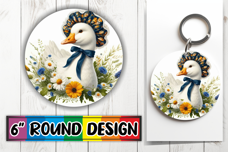Whimsical Keychain Circle Sublimation, Goose