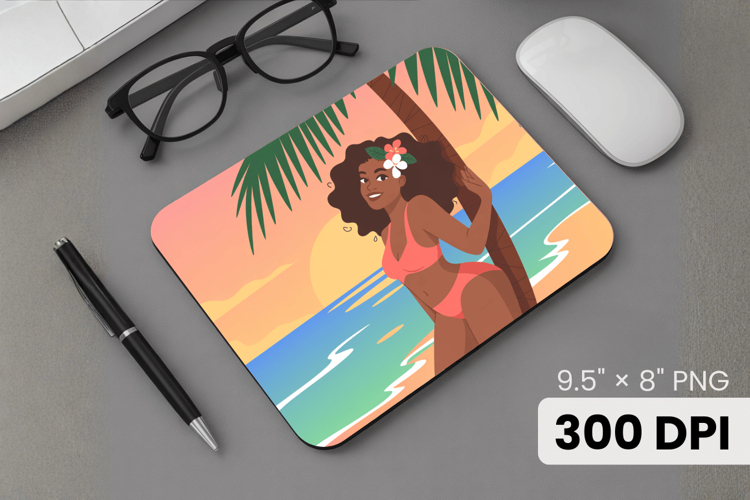 Afro Girl / Woman braided hair Mouse Pad, Black Queen PNG