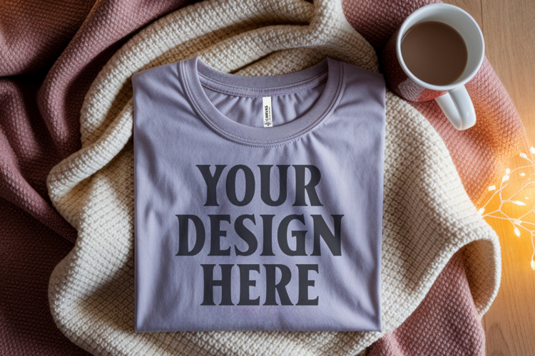 Christmas Bella Canvas 3001 Heather Dust Folded Tshirt Mocku