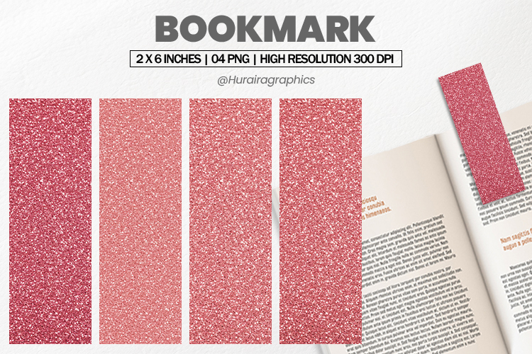 Dusty Rose Glitter Bookmarks PNG, Bookmark Sublimation