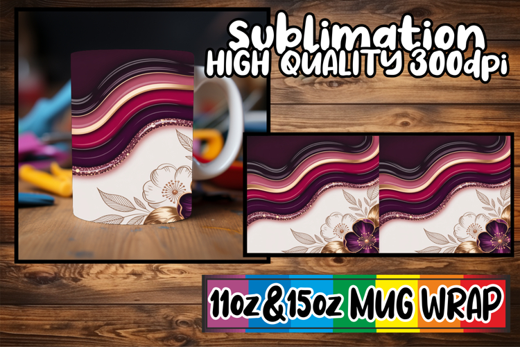 Refreshing vibes 11oz 15oz sublimation wrap, Pattern
