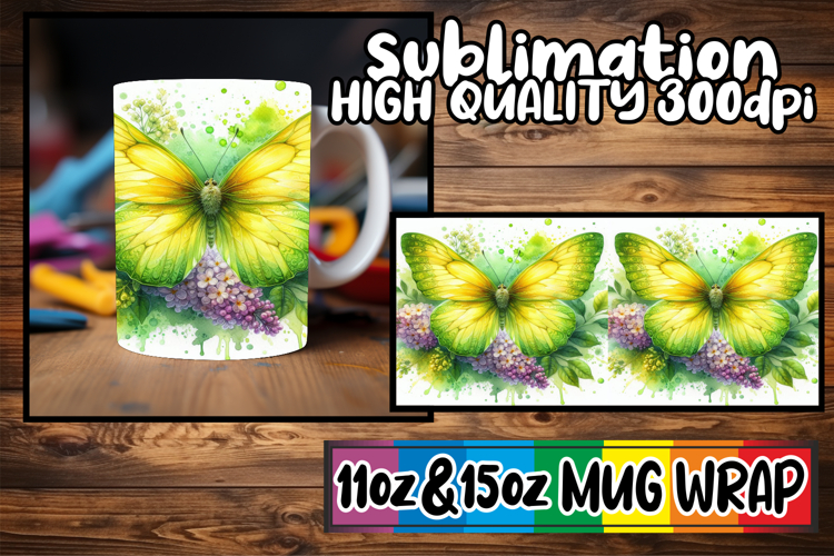 Simply stunning sublimation 11oz 15oz mug wrap, Butterfly