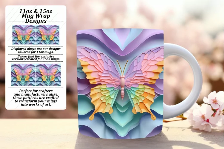 Radiant Spring Butterfly Mug Wrap