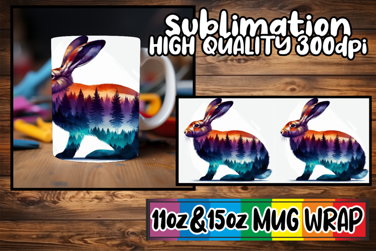Playful dreams sublimation mug wrap, Animals Art