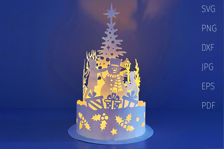 Christmas lantern svg, paper lantern template, 3d cut design