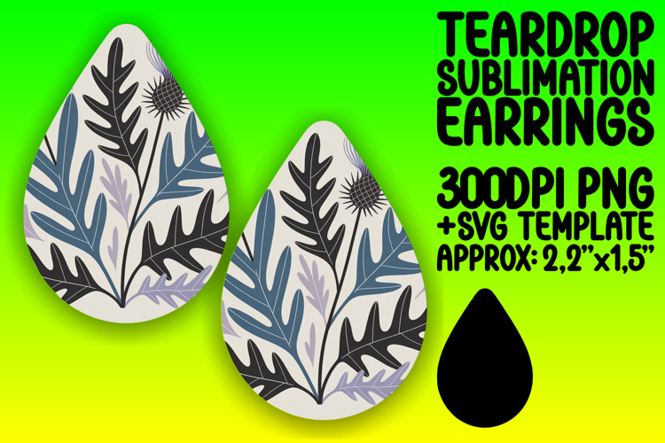 Whimsical Teardrop Earrings Design Template , Flowers