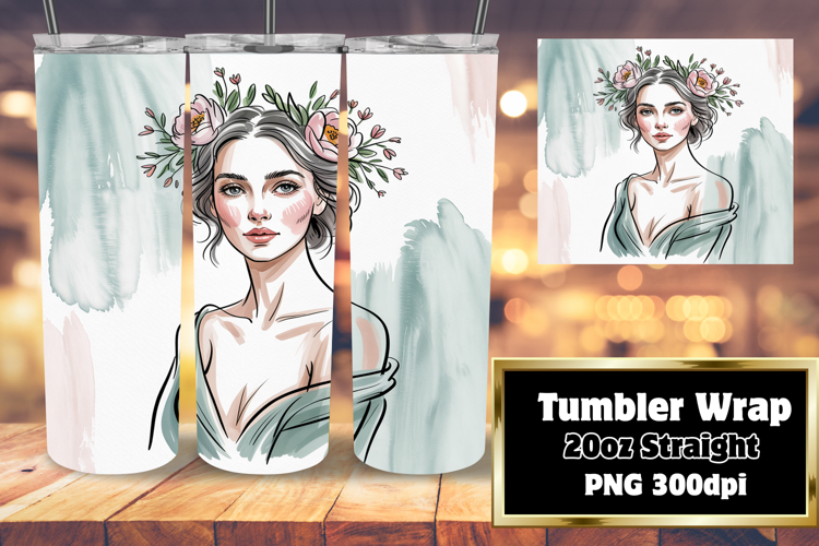 VIVID 20oz Tumbler PNG Template , Beauty Woman