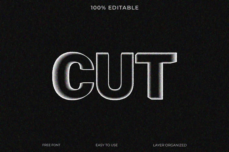 Cut Out 3D Text Effect Photoshop Template example image 1