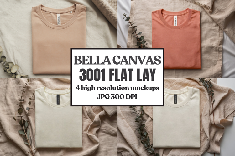 Bella Canvas 3001 Flat Lay T-Shirt Mockup