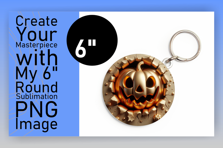 Charming Round Design Keychain PNG , 3D Pumpkin