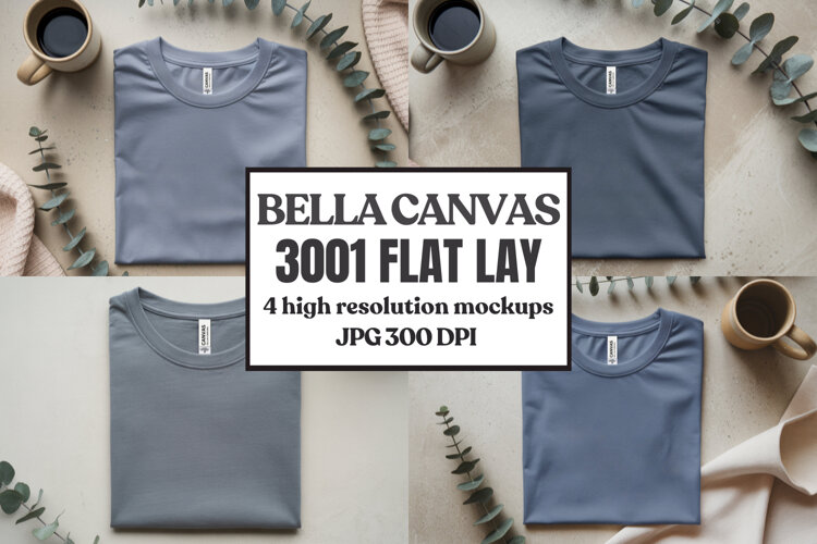 Folded Bella Canvas 3001 Flat Lay T-Shirt mockup example image 1