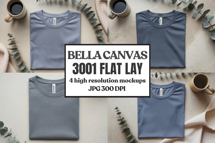 Folded Bella Canvas 3001 Flat Lay T-Shirt mockup