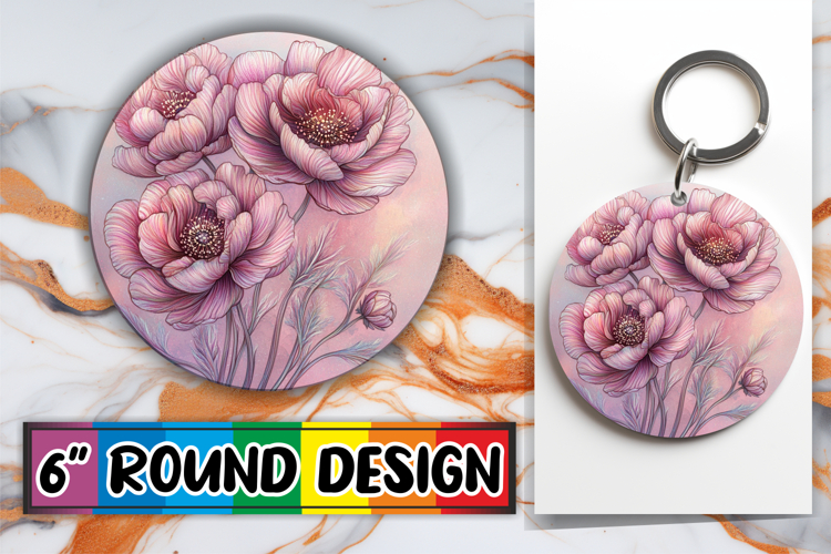 Lovely Round Design for Coasters , Beauty Flower