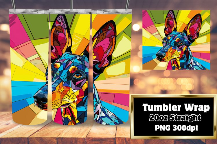 Stylish Abstract Dog Tumbler Wrap 20oz Sublimation