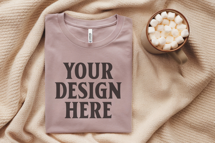 Christmas Bella Canvas 3001 Heather Dust Folded Tshirt Mocku